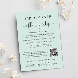 Mottagning av elegant Photo QR Code Mint Wedding Inbjudningar