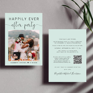 Mottagning av elegant Photo QR Code Mint Wedding Inbjudningar