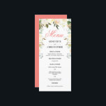 Mottagning av elegant Ro Blommigt Arch-bröllop Meny<br><div class="desc">En elegant boho-blommigt buquet med korall- och elfenbensaccenter med botaniskt blad och ömtåliga bär med enkel meny anpassade för ett vår eller sommar-bröllop.</div>