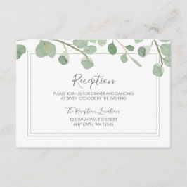 Mottagning av eukalyptus-bröllop med vattenfärg tilläggskort