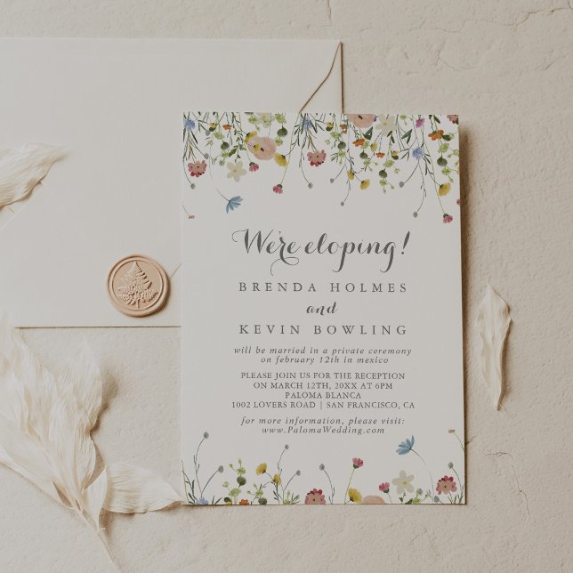 Mottagning av färgstarka Vilder Blommor Elopement  Inbjudningar (Skapare uppladdad)