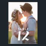 Mottagning av fotobröllop i anpassningsbar bordsnummer<br><div class="desc">Ladda upp ditt favoritfoto till de här bröllop-bordsnumren i anpassningsbarna. Utformningen upprepas på kortets framsida och baksida.</div>