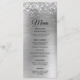 Mottagning av glittery Silver Foil Wedding Meny