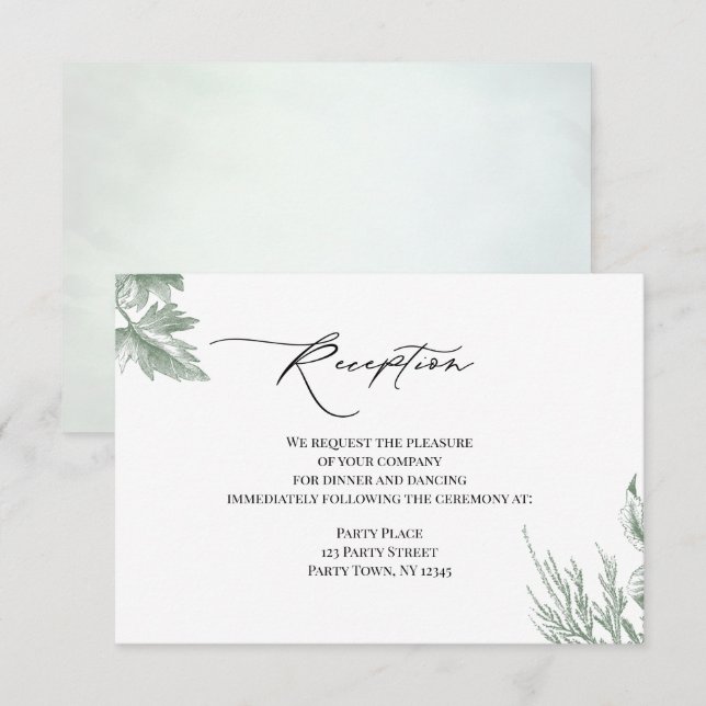 Mottagning av grönt botaniskt Löv Inbjudningar (Fram/baksida)