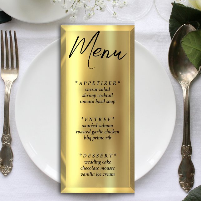 Mottagning av guld Pub Elegant bröllop Meny (Gold Bar Elegant Wedding Reception Menu)