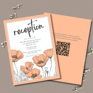 Mottagning av Peach Poppies Blommigt Elegant bröll Tilläggskort