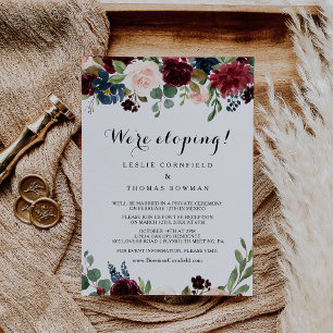 Mottagning av Rustic Burgundy Elopement från höste Inbjudningar