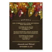 Mottagning av Rustic Fall Höst löv + Hotel-kort