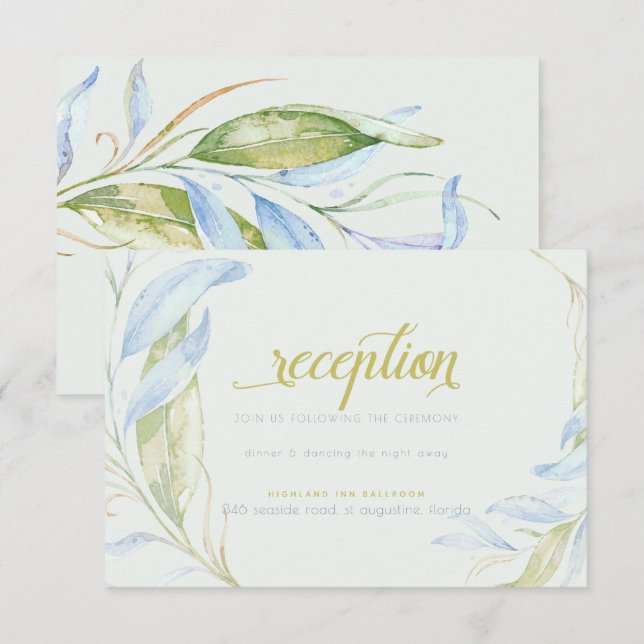 Mottagning av vattenfärgsmodern Boho Leafy Grenar Inbjudningar (Fram/baksida)