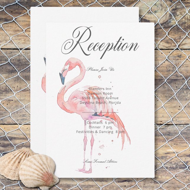 Mottagning av vattenfärgsModern Handflatan & Beach Tilläggskort (Watercolor Modern Palms & Beach Scene Reception Enclosure Card)