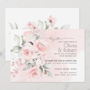 MOTTAGNING AV WEDDING Wispy Rosa Cottage Ro Inbjudningar