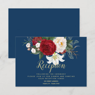 Mottagning Blåblå med Crimson Red Peonies Inbjudningar