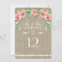 Mottagning BOHO Bordnummer Baby's Breath Rosor Inbjudningar