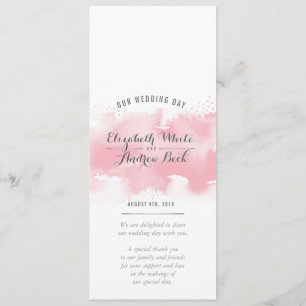 MOTTAGNING BRÖLLOP MENU vattenfärg  rosa grått Meny