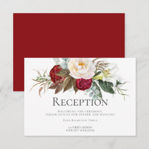 Mottagning Crimson Red Ivory Peony Flowers Inbjudningar