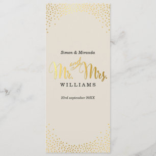 MOTTAGNING DINNER MENU mini guld konetti elfenben Meny