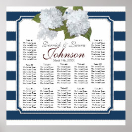 Mottagning Sittdiagram - vit Hydrangeas Poster