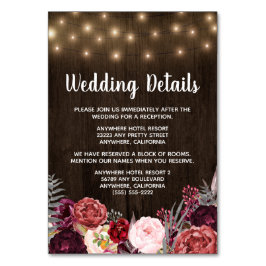 Mottagningsbevis för peony Wood Wedding + boendeko Bordsnummer