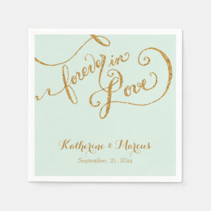 Mottagningsdekret Napkin-skript Forever love Glitt Pappersservett