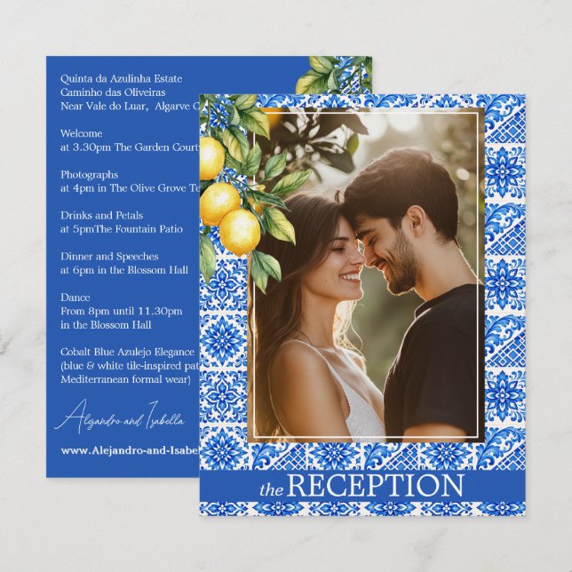 💙🍋MOTTAGNINGSdetaljer  Azul & Limone Romance Tilläggskort (Fram/baksida)