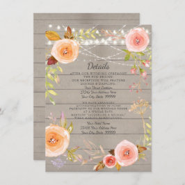 Mottagningsdetaljer Rustik Glittrande Blommig Trä Inbjudningar