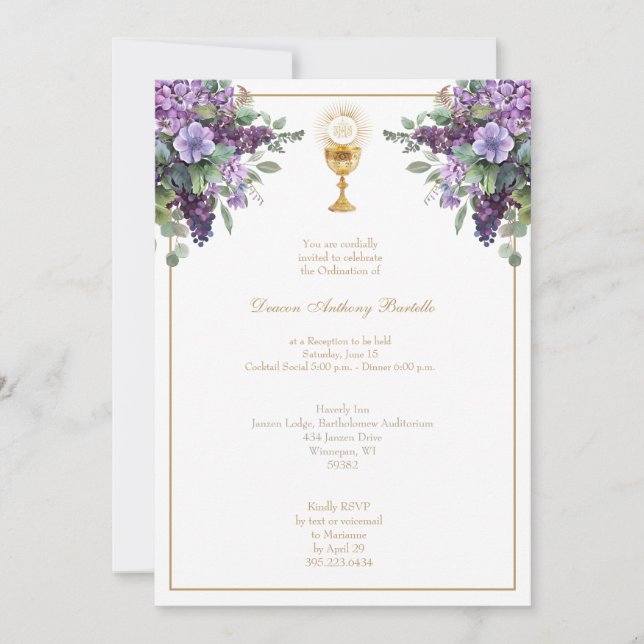 Mottagningsinbjudan för deacon Priest Ordination Inbjudningar (Framsida)