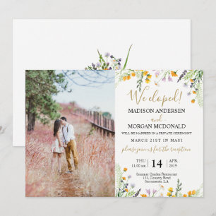 Mottagningsinbjudan för Wildblommor Elopement Foto Inbjudningar