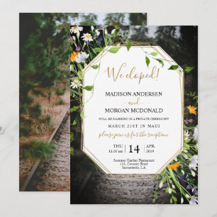 Mottagningsinbjudan för Wildblommor Elopement Foto Inbjudningar
