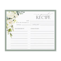 Mottagningskort för Blommigt av vit Grått-Grönt, M