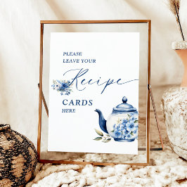 Mottagningskort för blommigt Blue Tea Party Möhipp Poster