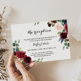 Mottagningskort för hösten-Rustic Burgundy-bröllop Inbjudningar