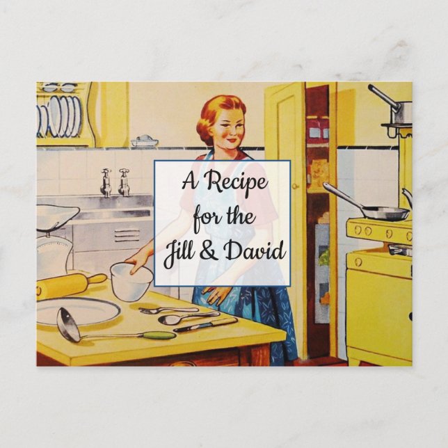 Mottagningskort för Retro Bröllop Vykort (Framsida)