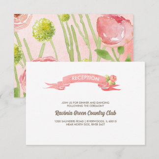 Mottagningskort för rosa ros Watercolor-bröllop OSA Kort