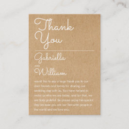 Mottagningskort för Rustic Script Bröllop Tack Placeringskort