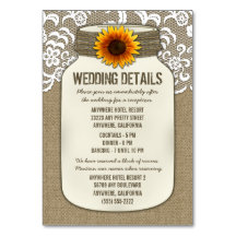 Mottagningskort för solrosbröllop