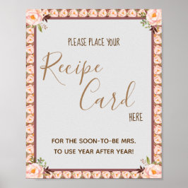 Mottagningskort för Ställe här Blommigt Ram Shower Poster