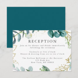 Mottagningskort för Teal Botanical Elegant bröllop Tilläggskort