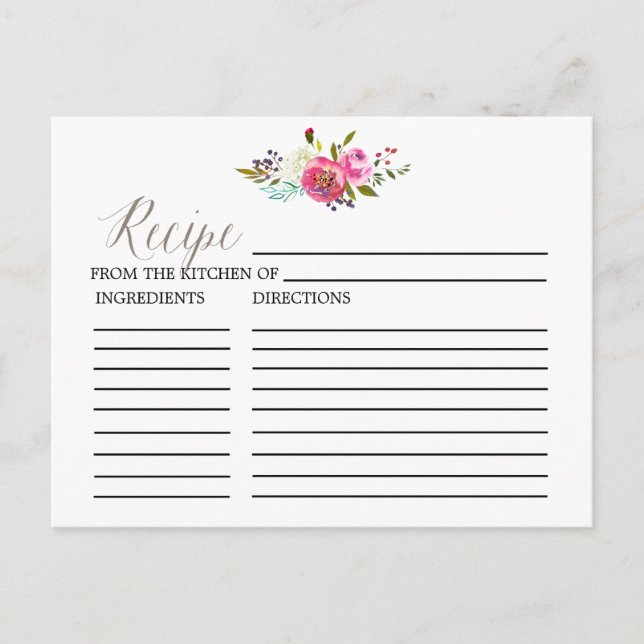 Mottagningskort för vattenfärgsBouquet-Möhippa Vykort (Framsida)