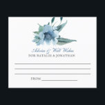 Mottagningsråd för blått vattenfärblommor<br><div class="desc">Det här är ett trendig och chic Watercolor-kort för din bröllopsmottagning för dammiga blåa bröllop. Tillåt dina betrodda vänner och gäster och familj att ta med sig det här snyggtens rådgivningskort till ge i önskemål på din stora dag. Teckensnittet är ett skript stil-teckensnitt, parat med stil-teckensnittet serif, ge det här...</div>