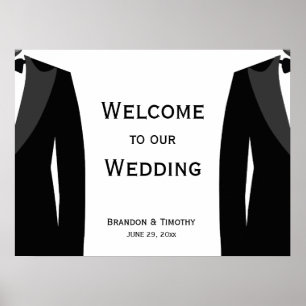 Mottagningsskylt för elegant Black and White Gay W Poster
