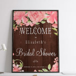 Mottagningsskylt för möhippan ljus i blommigt chic poster<br><div class="desc">Tecken på chic och möhippa i klasser poster med roliga  rosor och skinkklämmande ljus på bruna lingträbakgrund. Idealisk för sommaren | trädgård |Höstfall | möhippor för teman för land.</div>