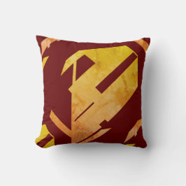 Mottated Guld Orange on Burgundy Abstract Design Kudde