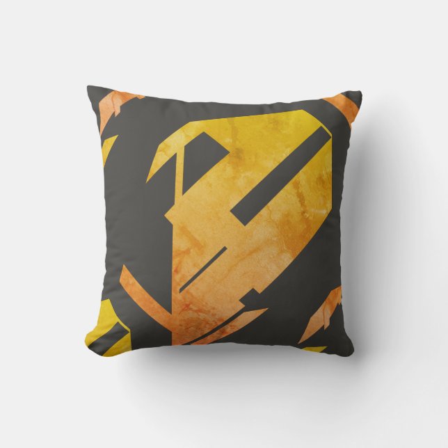 Mottated Guld Orange on Charcol Abstract Design Kudde (Framsida)