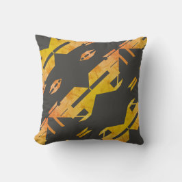 Mottated Guld Orange on Charcol Diagonal Abstrakt Kudde