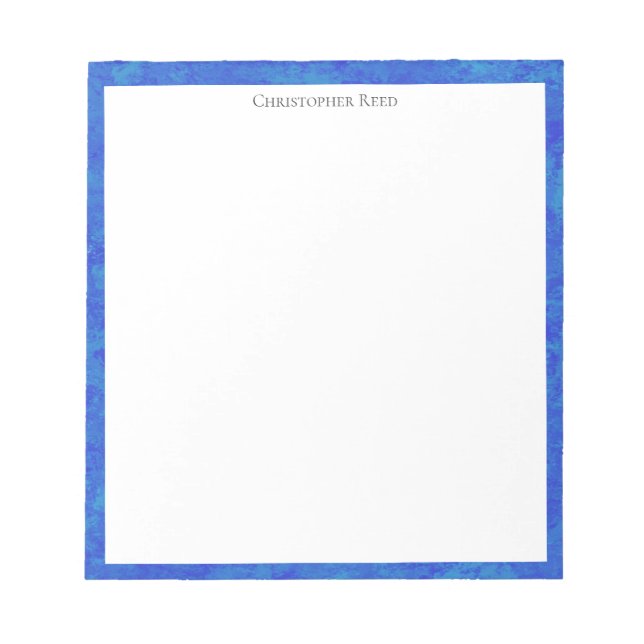 Mottled Cobalt Blue Border Canvas Look Anteckningsblock (Framsida)