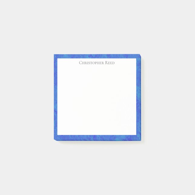 Mottled Cobalt Blue Canvas Look Border Post-it Block (Framsida)