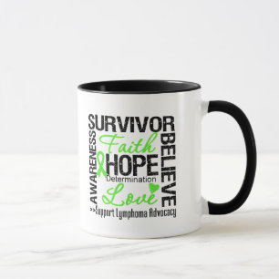 Motto för lymfkörtelcancercanceröverlevandear mugg