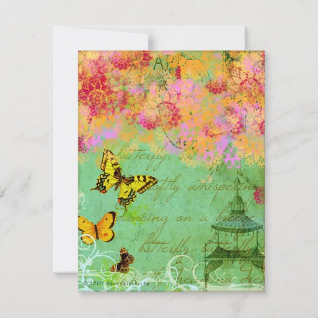 Mottoarinbjudan, Butterfly Collage Art-inbjudan Inbjudningar (Framsida)
