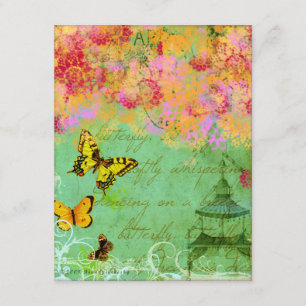 Mottoarinbjudan, Butterfly Collage Art-inbjudan Inbjudningar