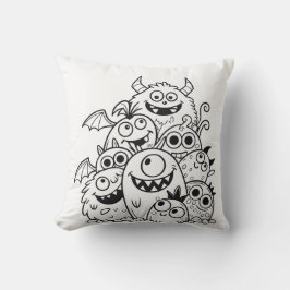 Mottoartecknen i Cute tecknad monster illustration Kudde